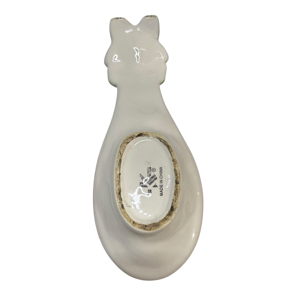 KK Ceramic Magnolia Floral Spoon Rest White Yellow Hand Painted Kitchen Decor - Picture 4 of 5
